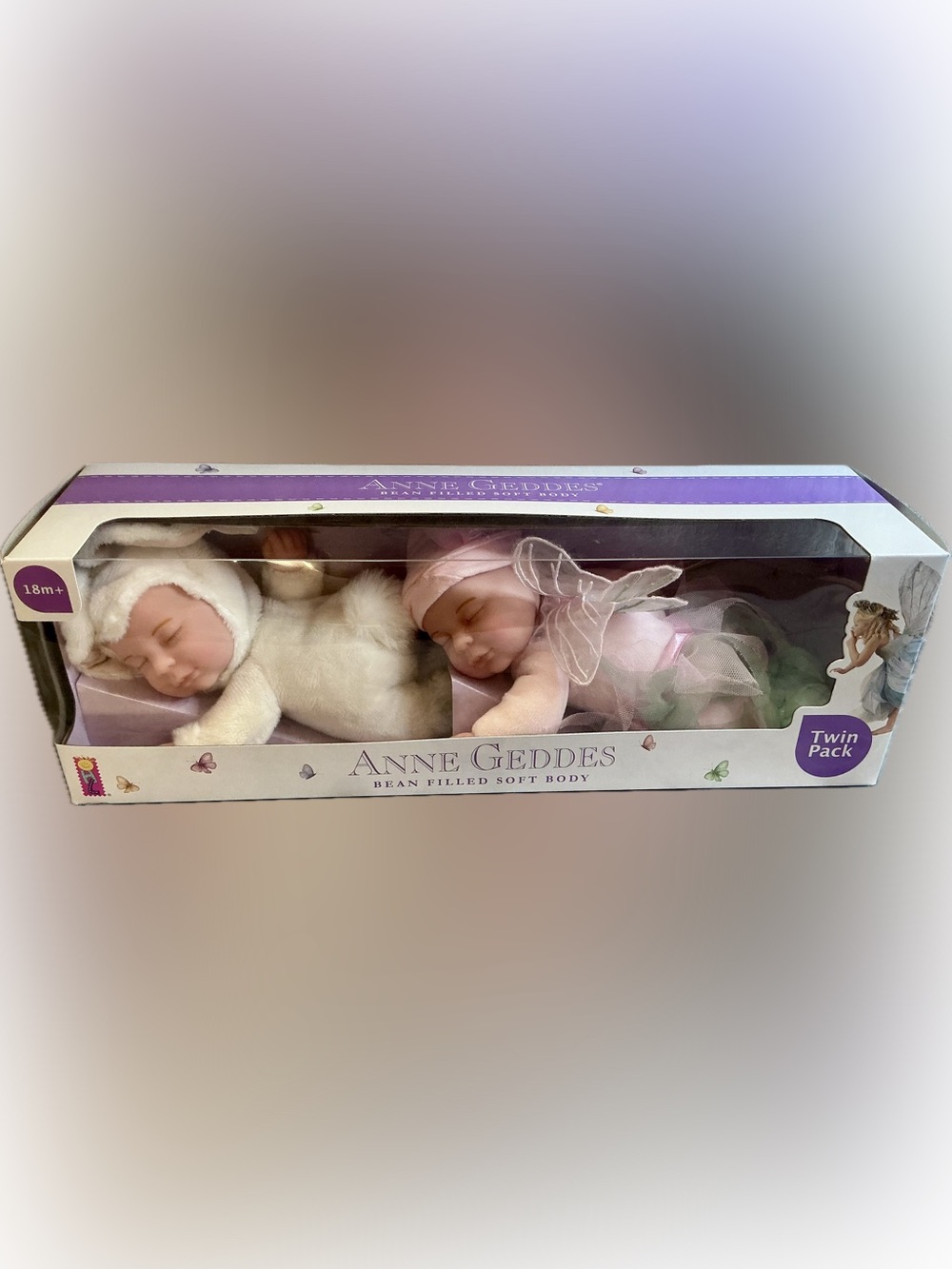 Anne Geddes Twin Pack Bean Filled Soft Body Baby Dolls Bunny Fairy NIB 2026